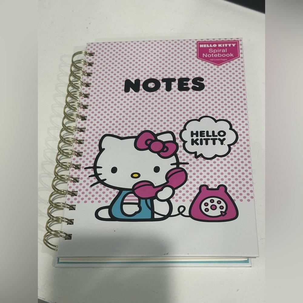 Hello Kitty Spiral Notebook Notes Pink Polka Dot Vintage Style Phone Sanrio